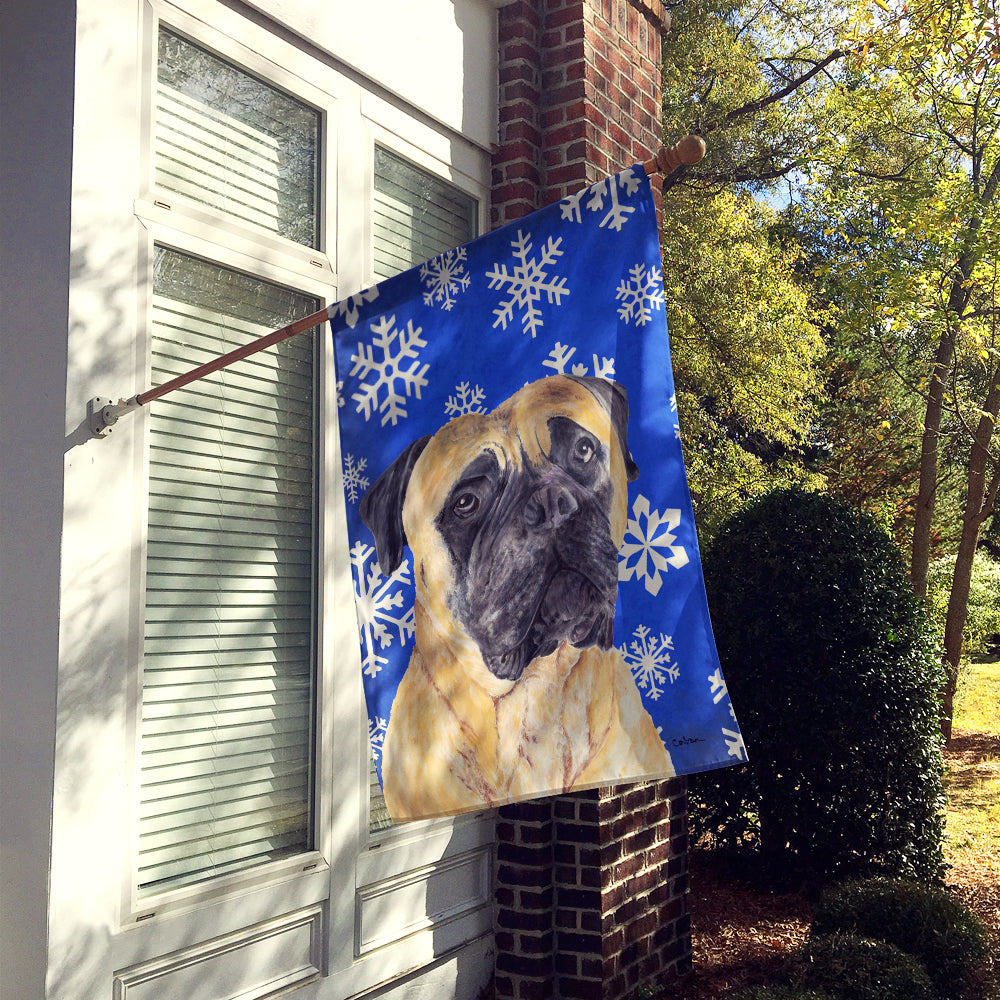 Mastiff Winter Snowflakes Holiday Flag Canvas House Size  the-store.com.