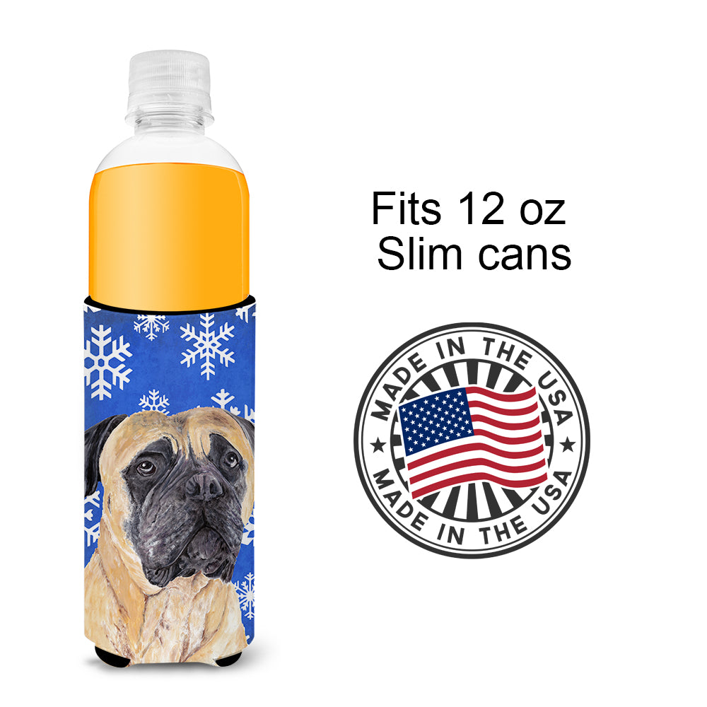 Mastiff Winter Snowflakes Holiday Ultra Beverage Insulators for slim cans SC9385MUK.