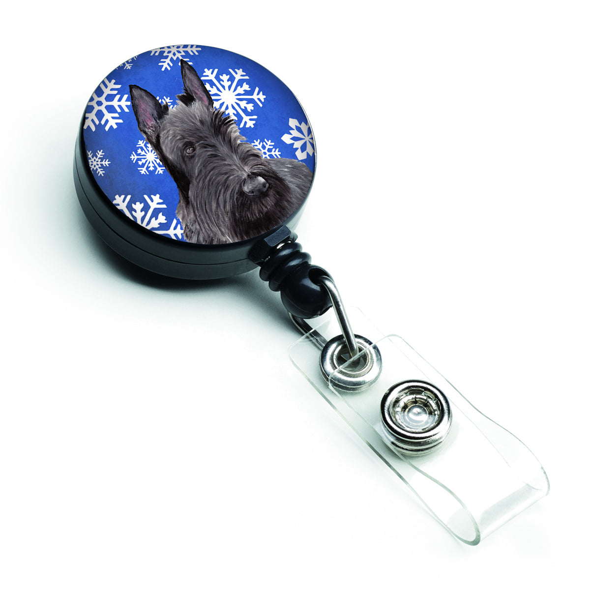 Scottish Terrier Winter Snowflakes Holiday Retractable Badge Reel SC9386BR
