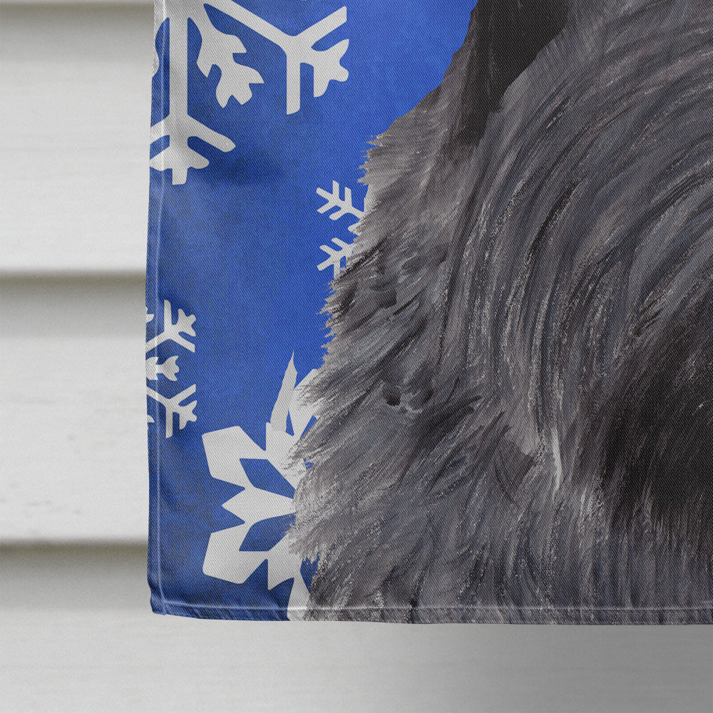 Scottish Terrier Winter Snowflakes Holiday Flag Canvas House Size  the-store.com.