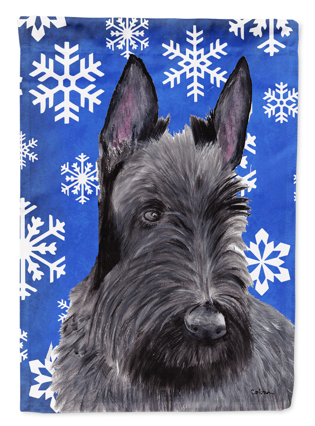 Scottish Terrier Winter Snowflakes Holiday Flag Garden Size