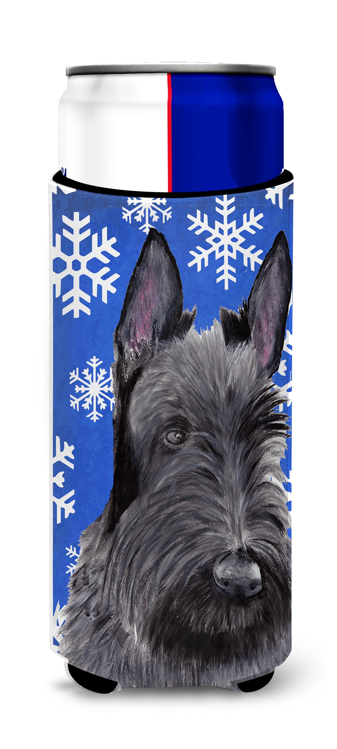 Scottish Terrier Winter Snowflakes Holiday Ultra Beverage Insulators for slim cans SC9386MUK