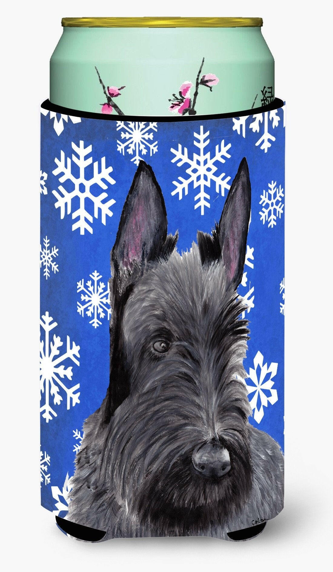 Scottish Terrier Winter Snowflakes Holiday  Tall Boy Beverage Insulator Beverage Insulator Hugger by Caroline&#39;s Treasures
