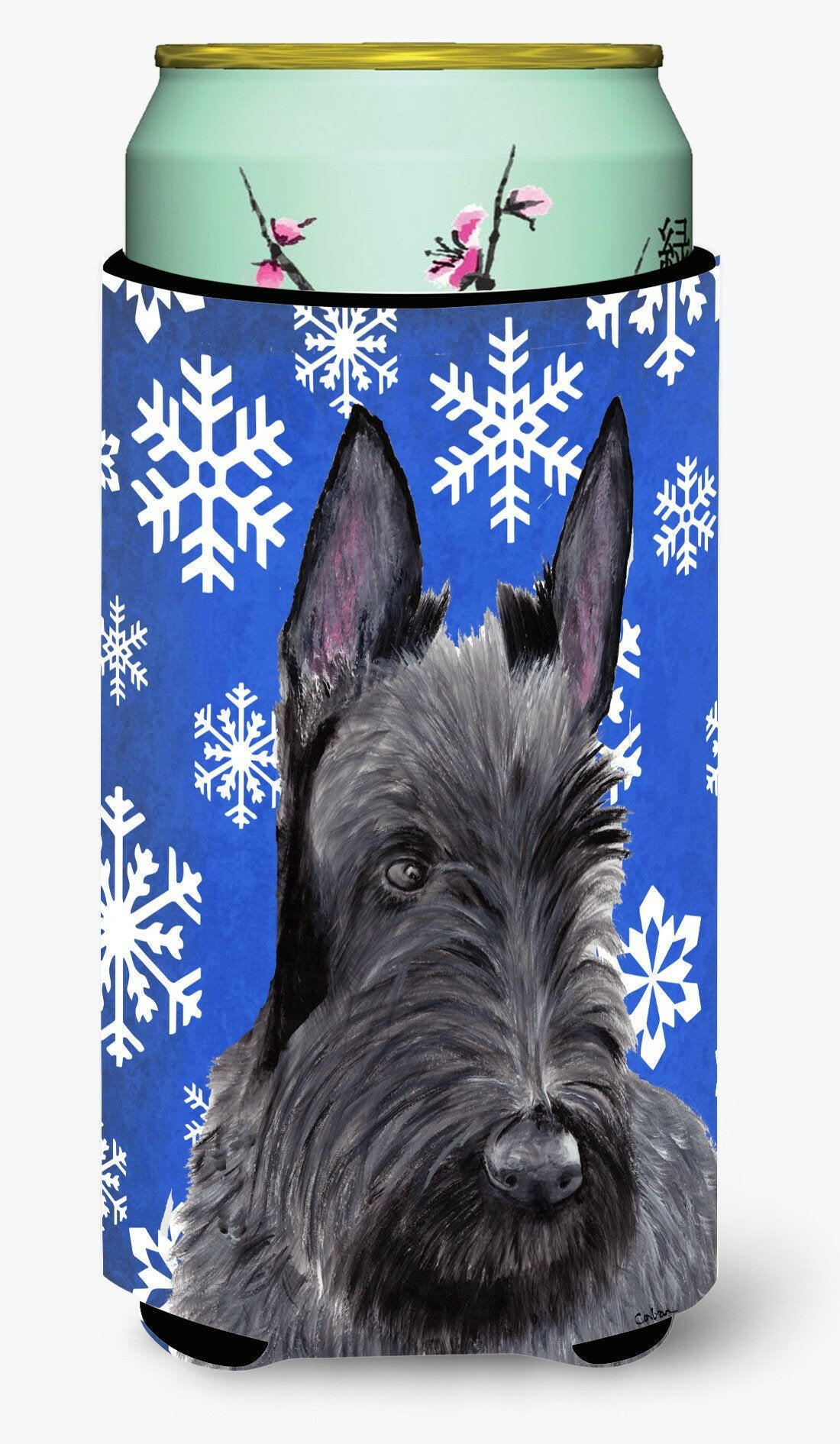 Scottish Terrier Winter Snowflakes Holiday  Tall Boy Beverage Insulator Beverage Insulator Hugger by Caroline's Treasures