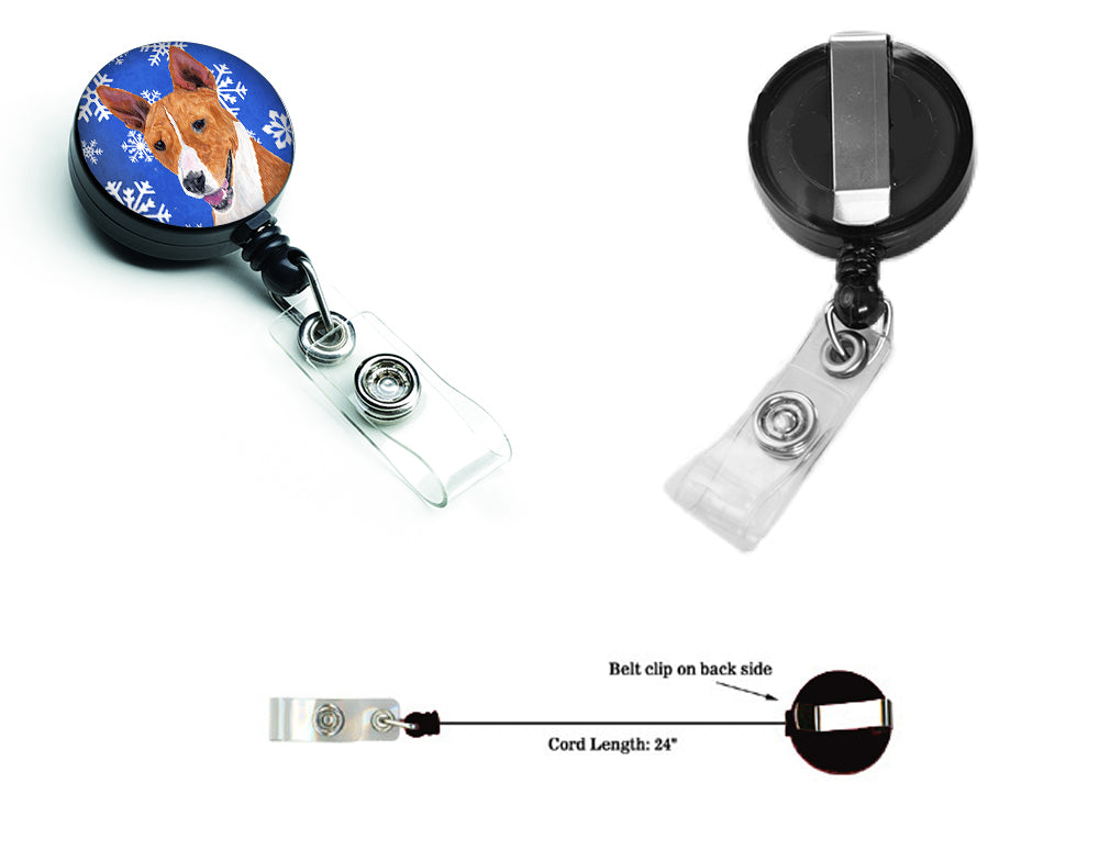 Basenji Winter Snowflakes Holiday Retractable Badge Reel SC9387BR  the-store.com.