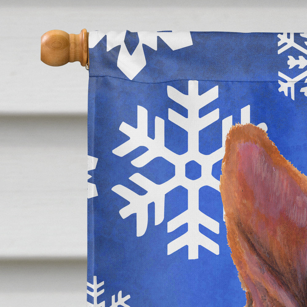 Basenji Winter Snowflakes Holiday Flag Canvas House Size