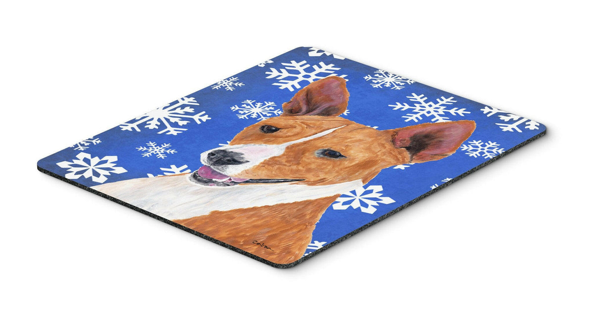 Basenji Winter Snowflakes Holiday Mouse Pad, Hot Pad or Trivet by Caroline&#39;s Treasures