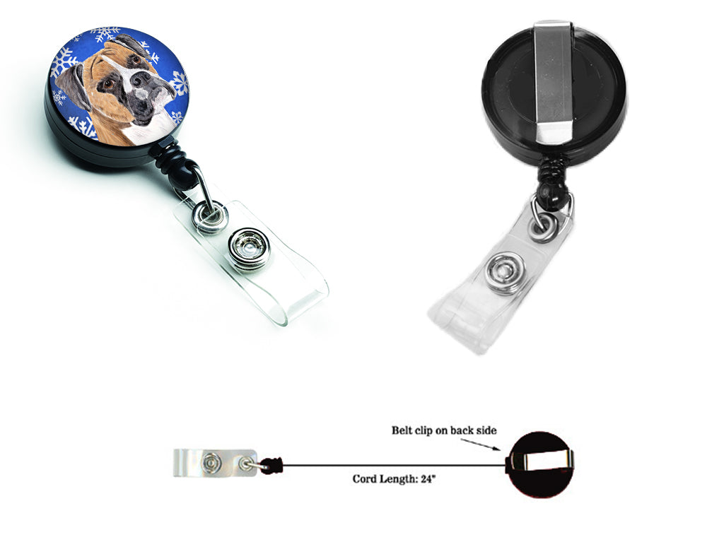 Boxer Winter Snowflakes Holiday Retractable Badge Reel SC9390BR  the-store.com.