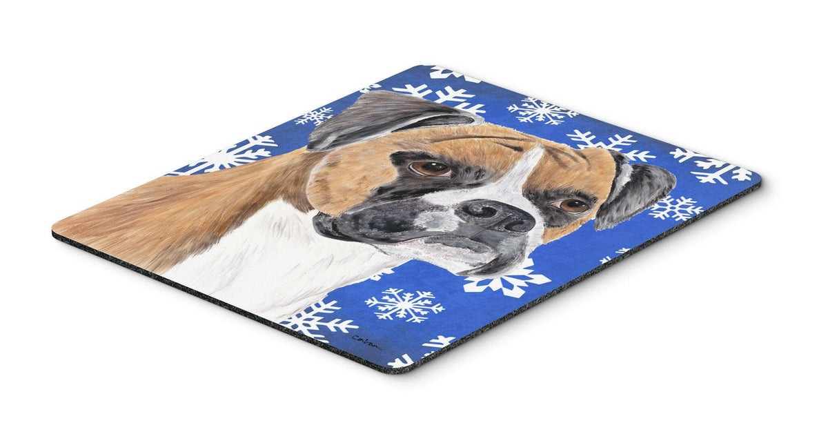 Boxer Winter Snowflakes Holiday Mouse Pad, Hot Pad or Trivet by Caroline&#39;s Treasures