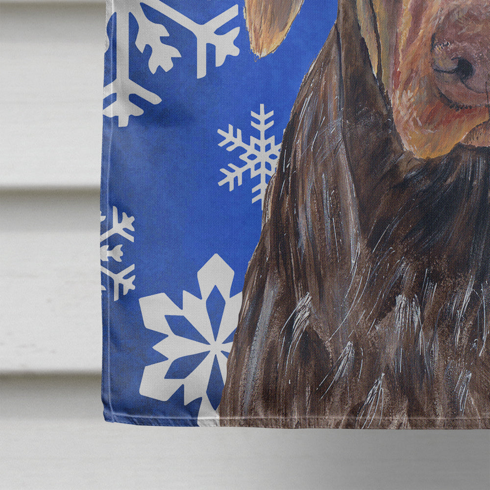 German Shorthaired Pointer Winter Snowflakes Holiday Flag Canvas House Size  the-store.com.