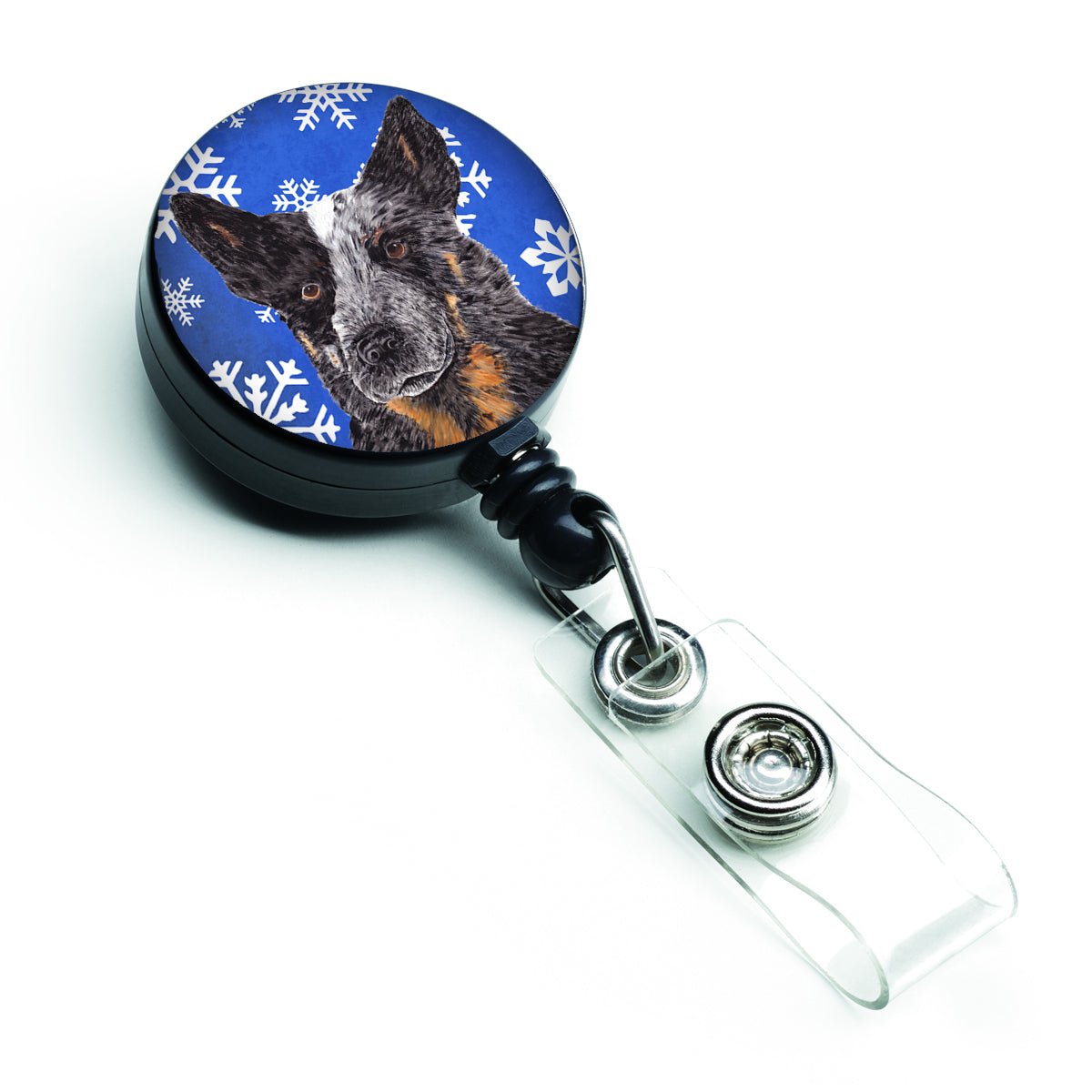Australian Cattle Dog Winter Snowflakes Holiday Retractable Badge Reel SC9396BR