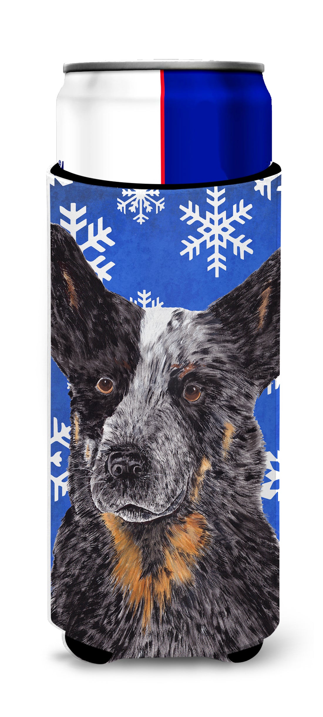 Australian Cattle Dog Winter Snowflakes Holiday Ultra Beverage Insulators for slim cans SC9396MUK