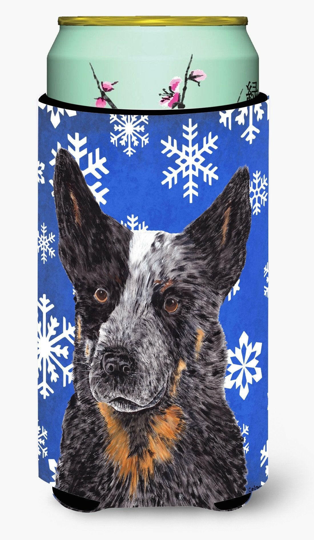 Australian Cattle Dog Winter Snowflakes Holiday  Tall Boy Beverage Insulator Beverage Insulator Hugger by Caroline&#39;s Treasures