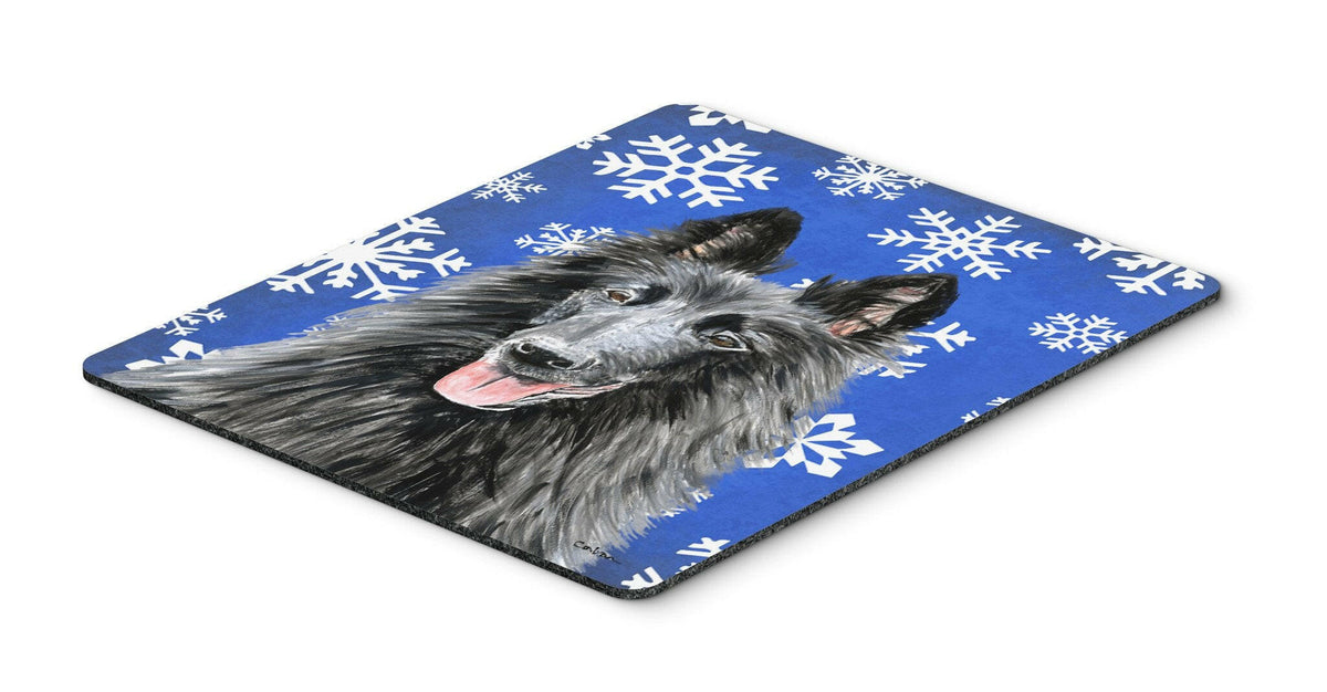 Belgian Sheepdog Winter Snowflakes Holiday Mouse Pad, Hot Pad or Trivet by Caroline&#39;s Treasures