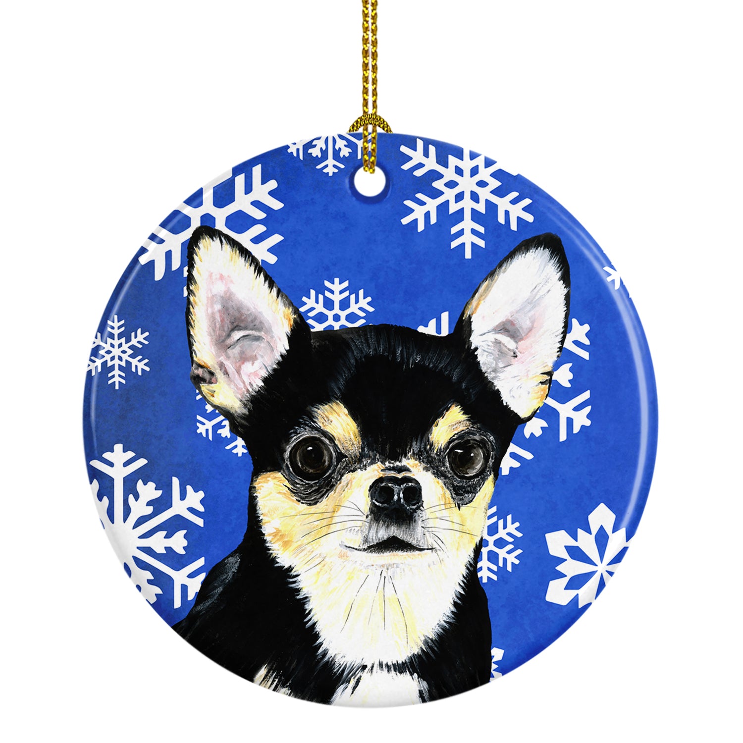 Chihuahua Winter Snowflakes Holiday Ceramic Ornament SC9399 - the-store.com