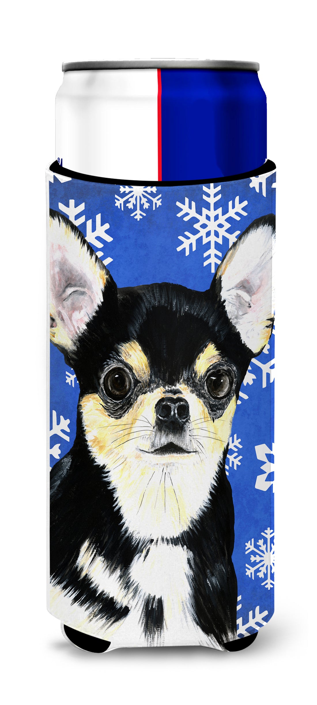 Chihuahua Winter Snowflakes Holiday Ultra Beverage Insulators for slim cans SC9399MUK