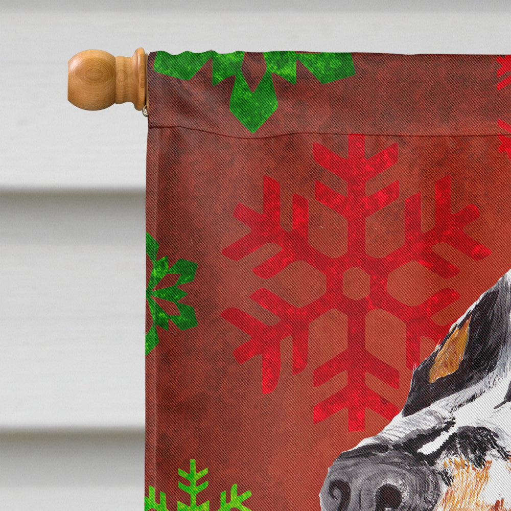 Springer Spaniel Red  Green Snowflakes Holiday Christmas Flag Canvas House Size  the-store.com.