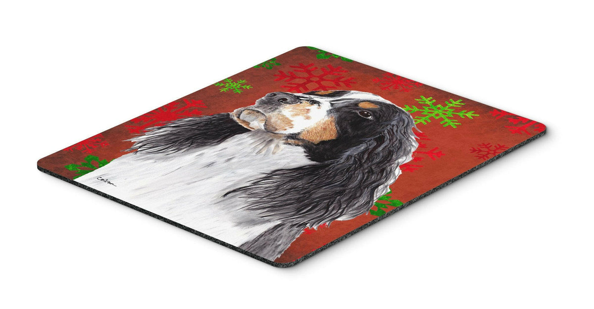 Springer Spaniel Red and Green Snowflakes Christmas Mouse Pad, Hot Pad Trivet by Caroline&#39;s Treasures