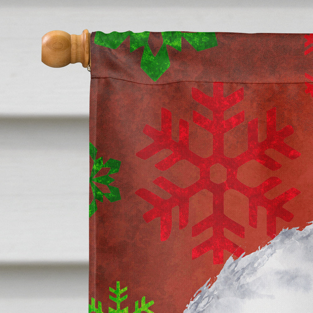 Bichon Frise Red and Green Snowflakes Holiday Christmas Flag Canvas House Size  the-store.com.