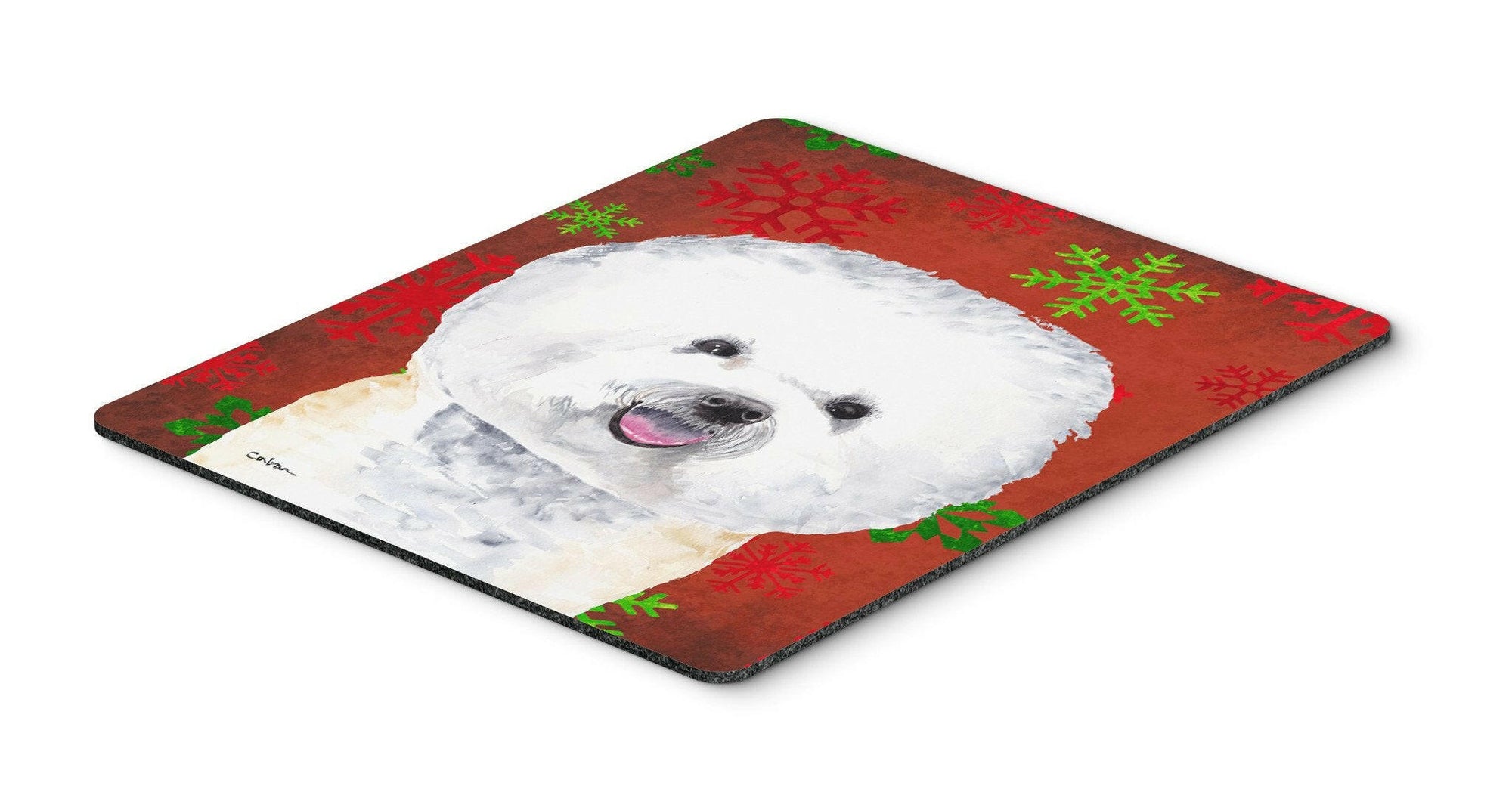 Bichon Frise Red and Green Snowflakes Christmas Mouse Pad, Hot Pad or Trivet by Caroline's Treasures