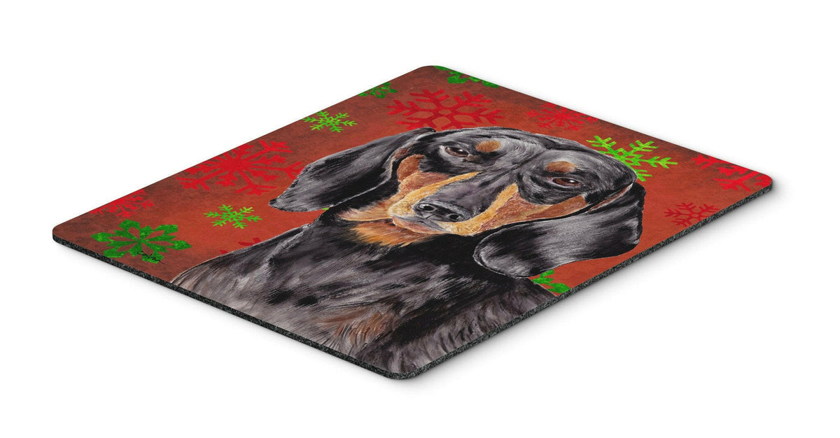 Dachshund Red and Green Snowflakes Holiday Christmas Mouse Pad, Hot Pad Trivet by Caroline&#39;s Treasures