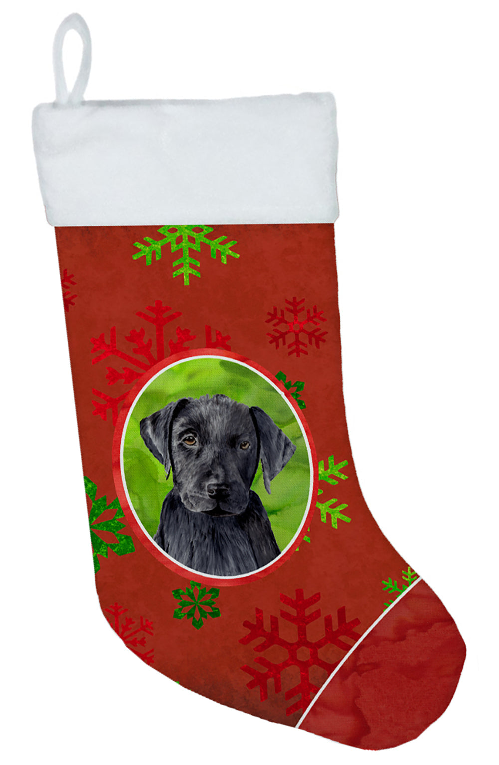 Labrador Red and Green Snowflakes Holiday Christmas Christmas Stocking SC9404  the-store.com.