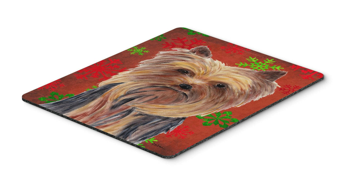 Yorkie Red and Green Snowflakes Holiday Christmas Mouse Pad, Hot Pad or Trivet by Caroline&#39;s Treasures