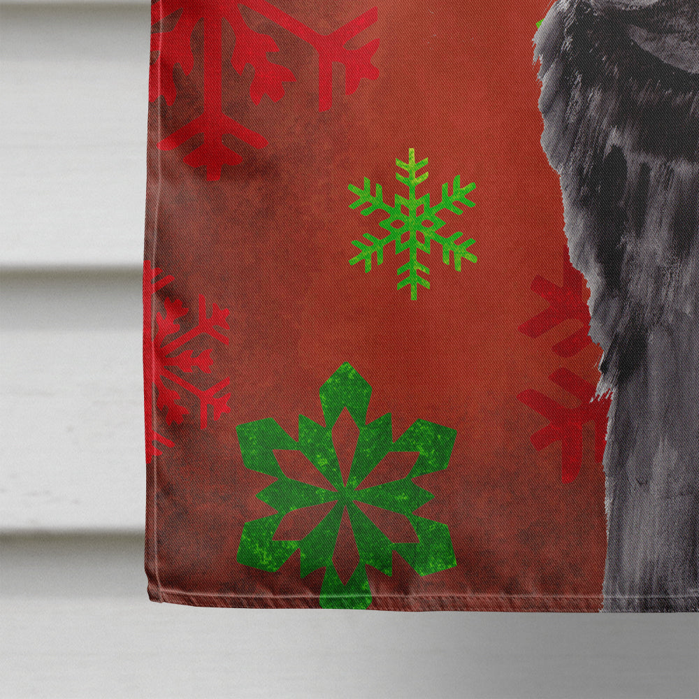 Pug Red and Green Snowflakes Holiday Christmas Flag Canvas House Size