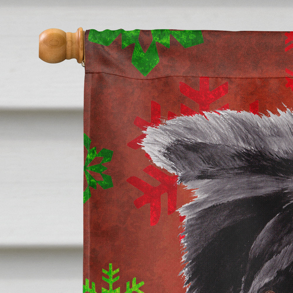 Border Collie Red and Green Snowflakes Holiday Christmas Flag Canvas House Size