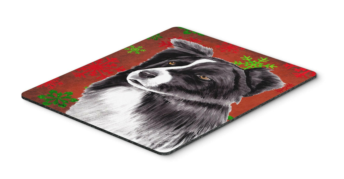 Border Collie Red and Green Snowflakes Christmas Mouse Pad, Hot Pad or Trivet by Caroline&#39;s Treasures