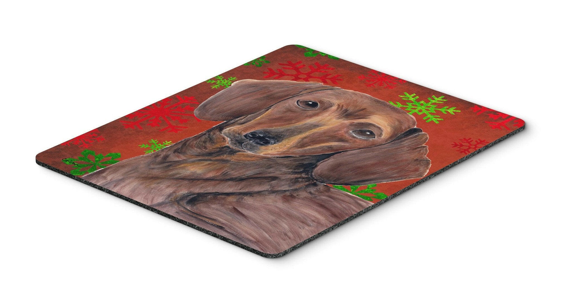 Dachshund Red and Green Snowflakes Christmas Mouse Pad, Hot Pad or Trivet by Caroline's Treasures