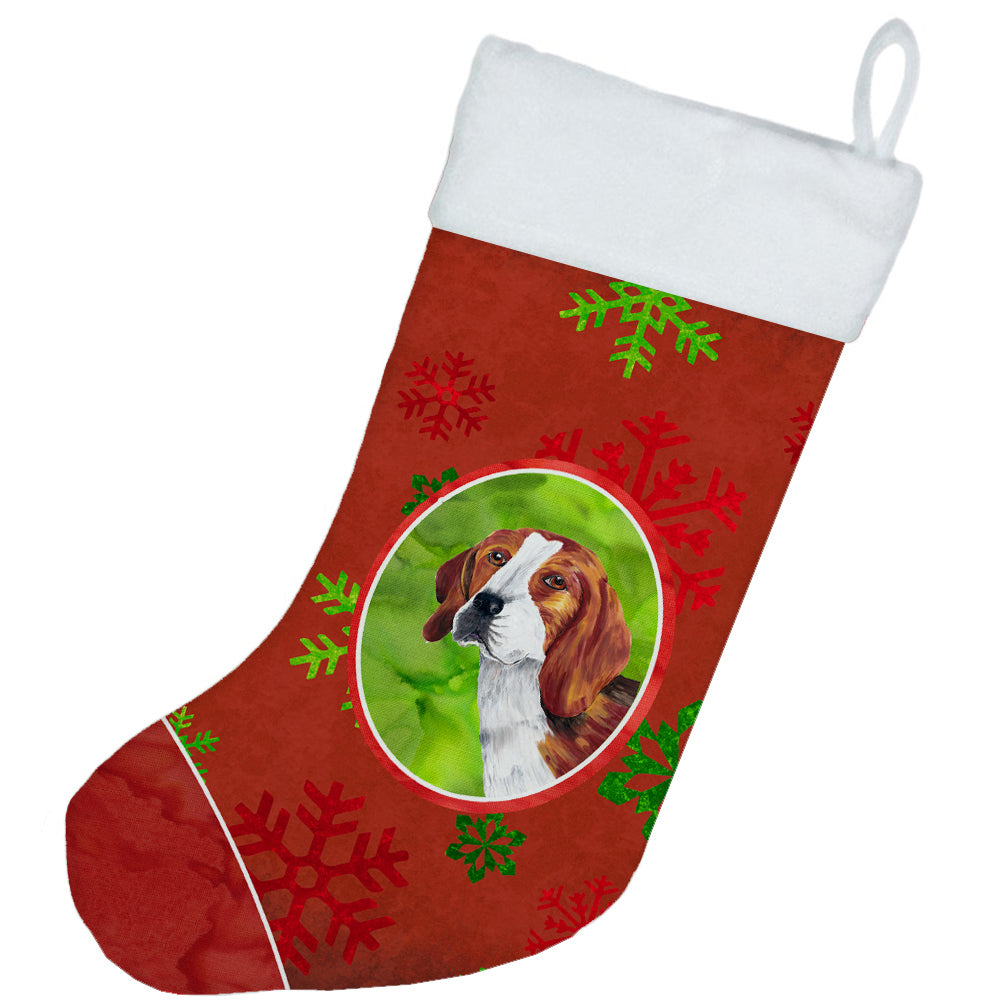 Beagle Red and Green Snowflakes Holiday Christmas Christmas Stocking SC9409  the-store.com.