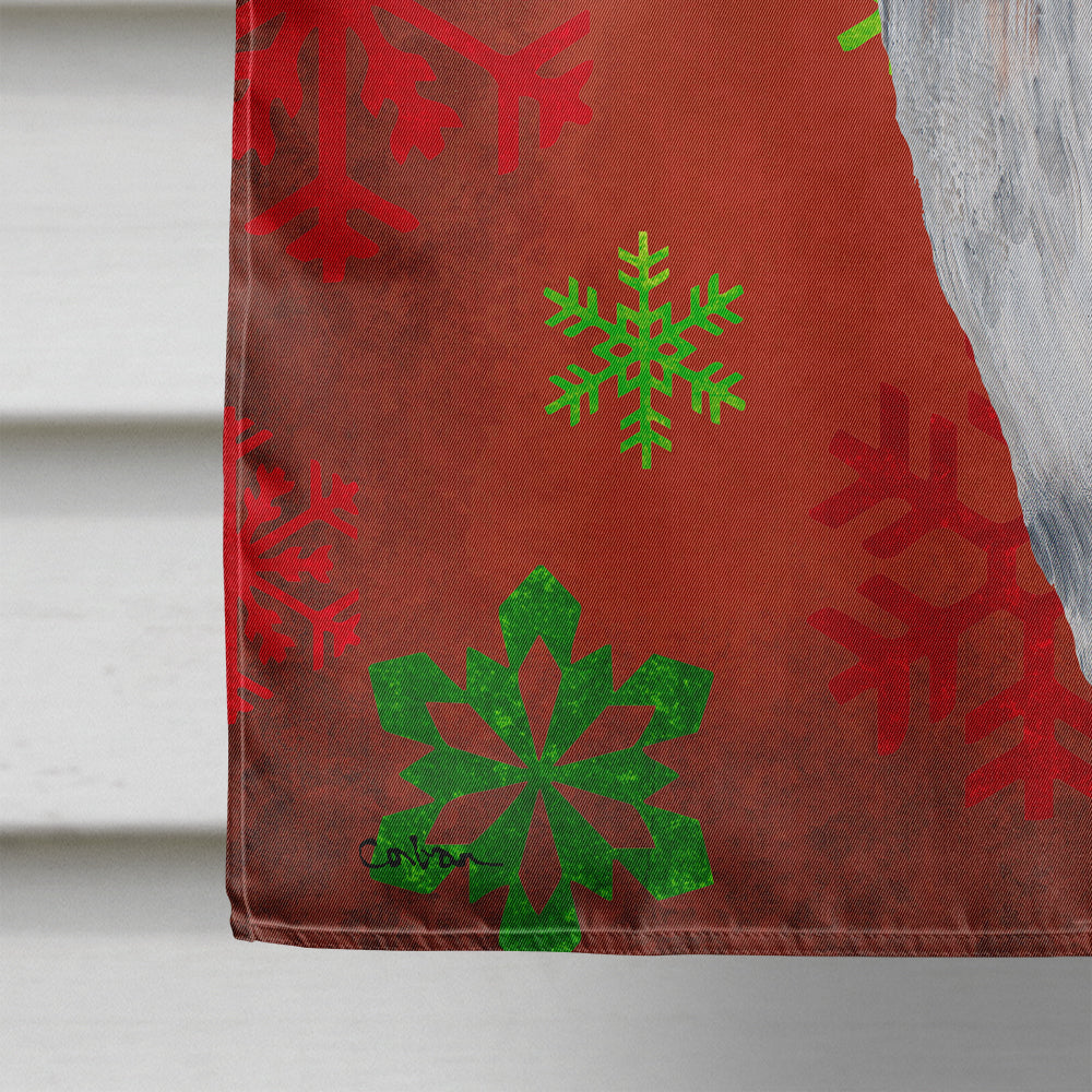 Beagle Red and Green Snowflakes Holiday Christmas Flag Canvas House Size  the-store.com.