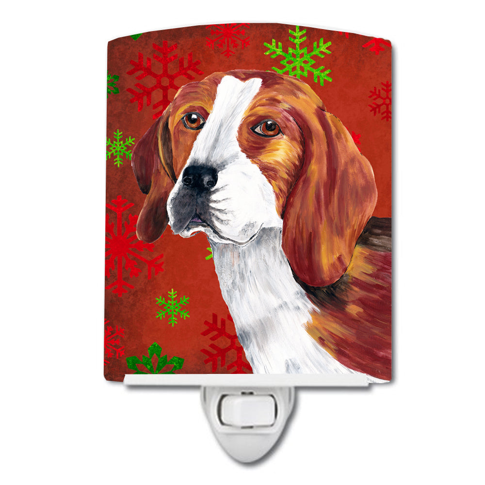Beagle Red and Green Snowflakes Holiday Christmas Ceramic Night Light SC9409CNL - the-store.com