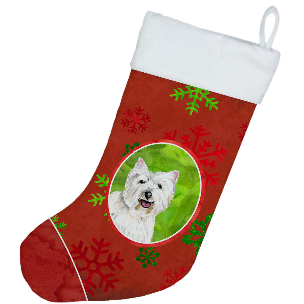 Westie Red and Green Snowflakes Holiday Christmas Christmas Stocking SC9410  the-store.com.