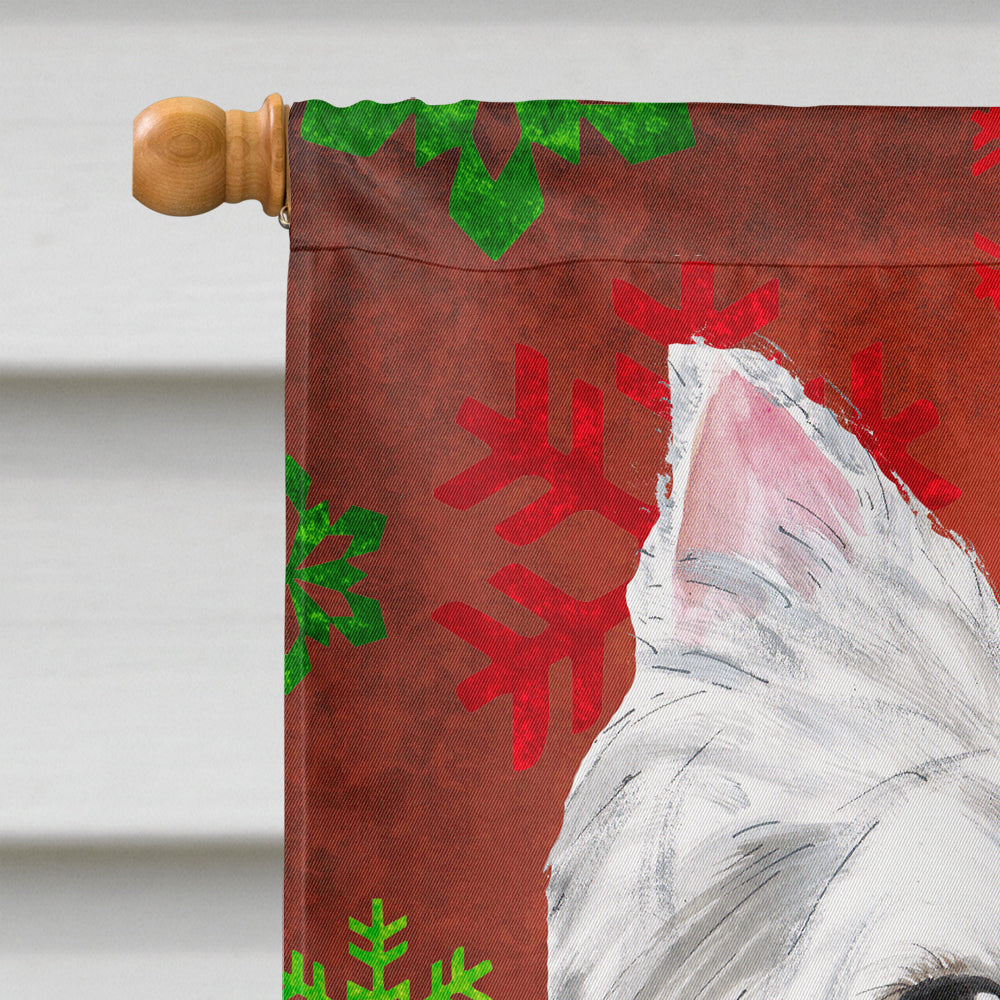 Westie Red and Green Snowflakes Holiday Christmas Flag Canvas House Size  the-store.com.