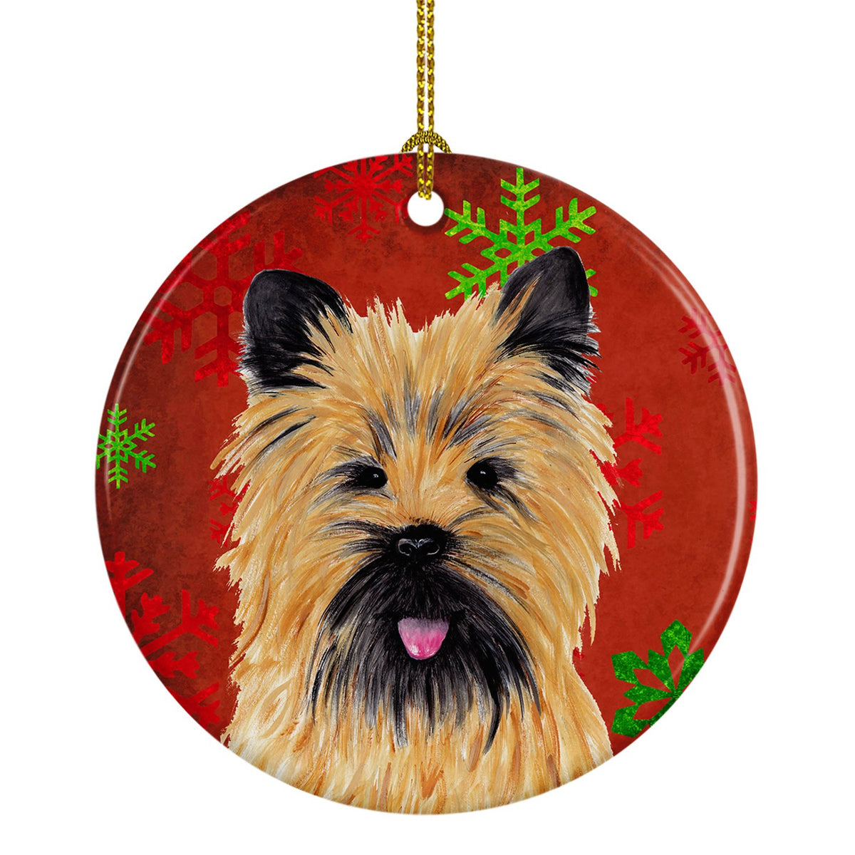 Cairn Terrier Red Snowflakes Holiday Christmas Ceramic Ornament SC9415 by Caroline&#39;s Treasures