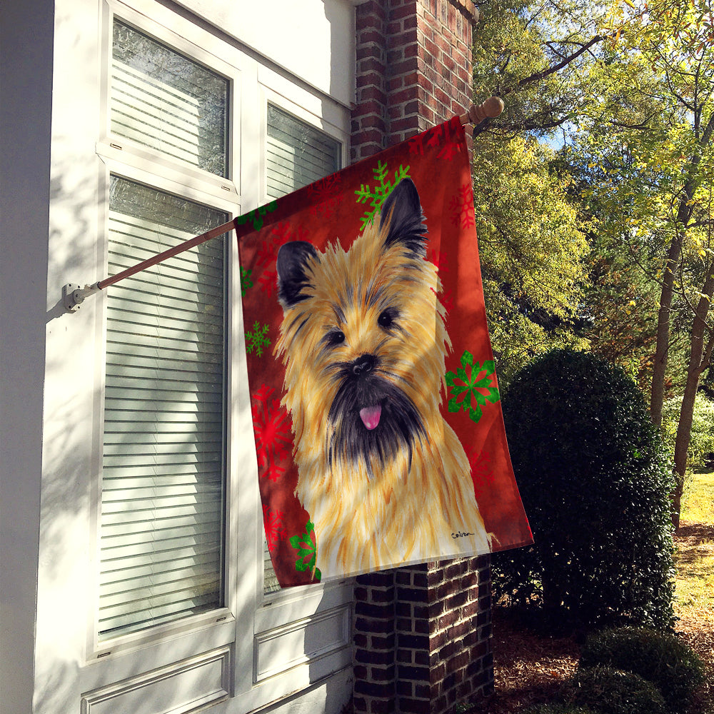 Cairn Terrier Red and Green Snowflakes Holiday Christmas Flag Canvas House Size