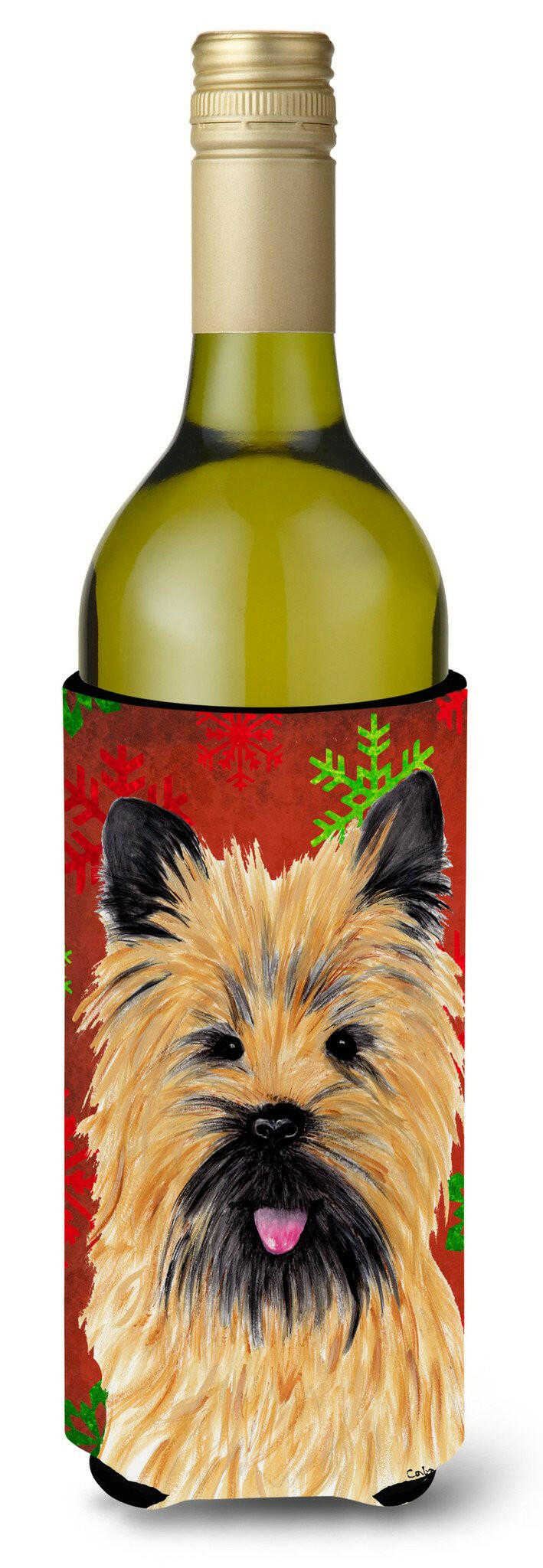Cairn Terrier Snowflakes Holiday Christmas Wine Bottle Beverage Insulator Beverage Insulator Hugger by Caroline's Treasures