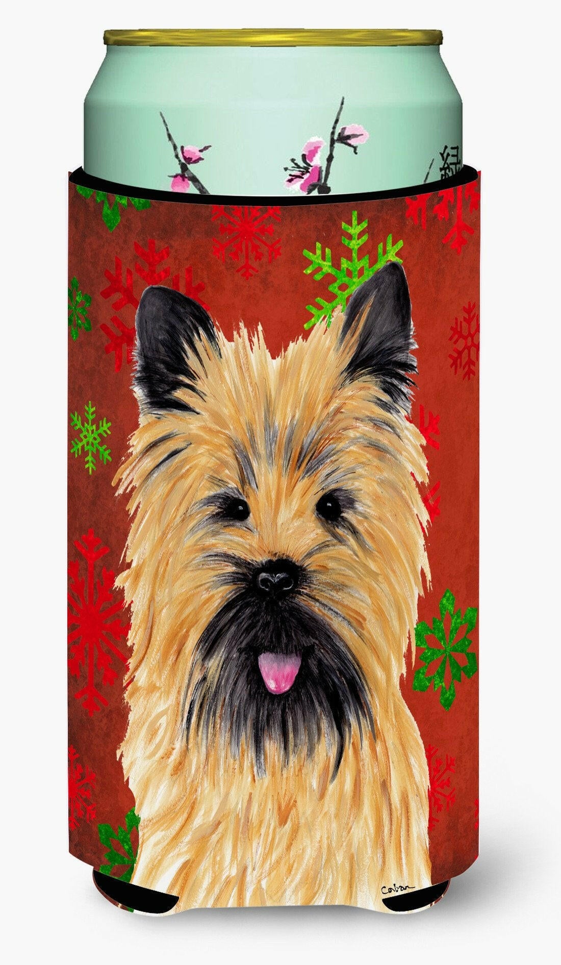 Cairn Terrier Snowflakes Holiday Christmas  Tall Boy Beverage Insulator Beverage Insulator Hugger by Caroline&#39;s Treasures