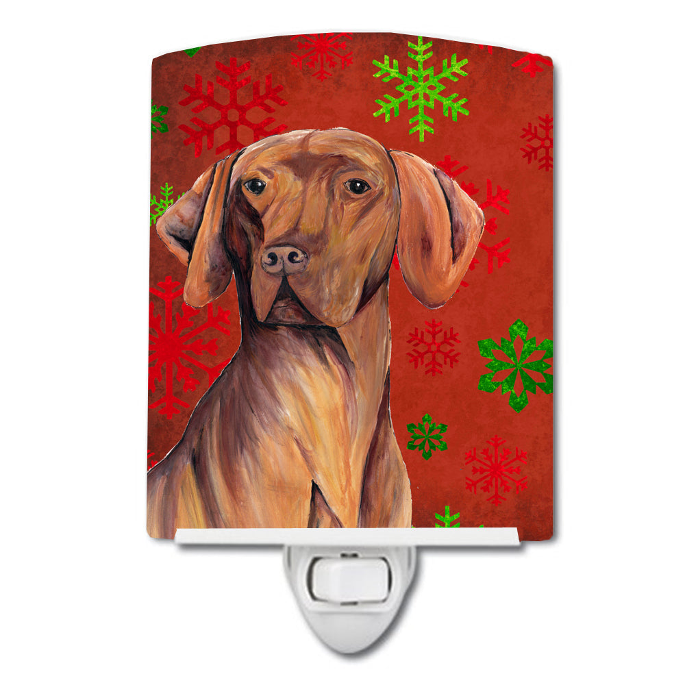 Vizsla Red and Green Snowflakes Holiday Christmas Ceramic Night Light SC9418CNL - the-store.com