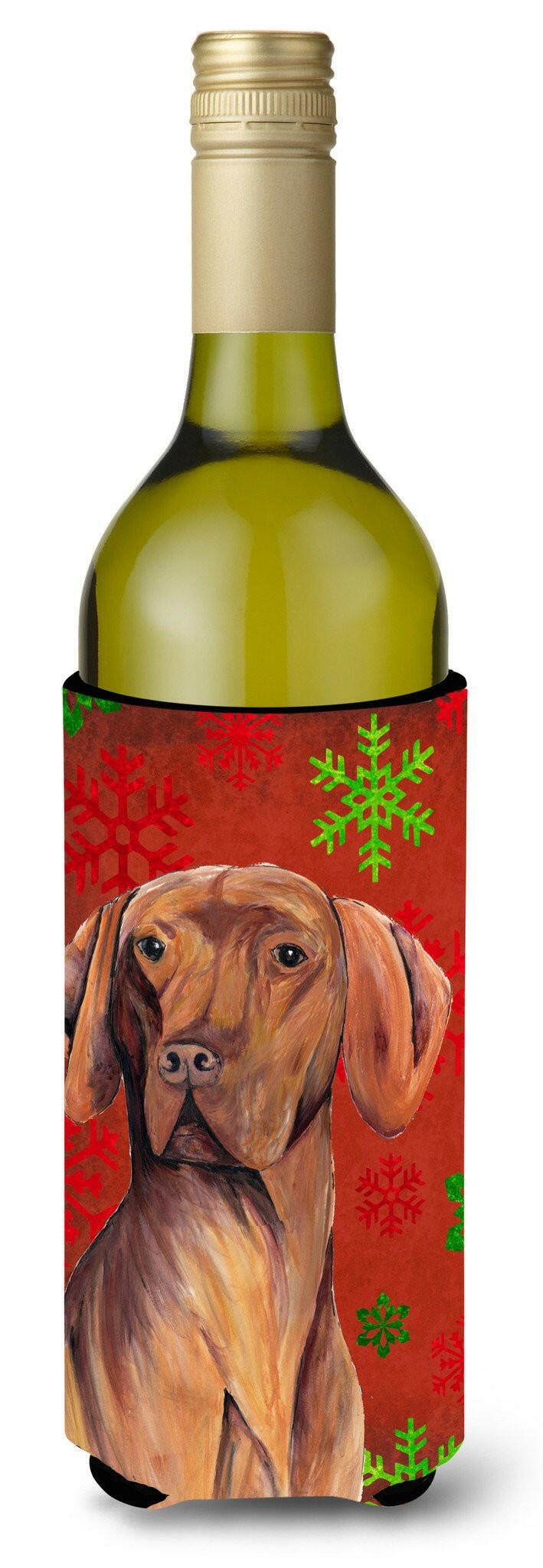 Vizsla Snowflakes Holiday Christmas Wine Bottle Beverage Insulator Beverage Insulator Hugger by Caroline&#39;s Treasures