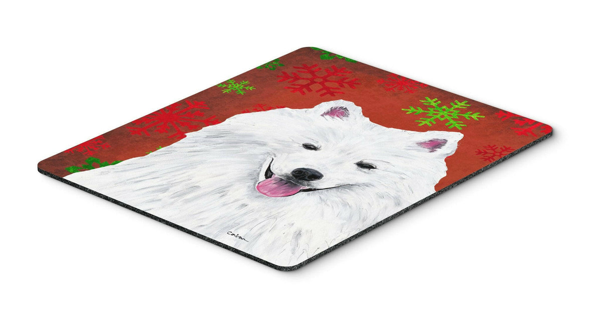 American Eskimo Red and Green Snowflakes Christmas Mouse Pad, Hot Pad or Trivet by Caroline&#39;s Treasures