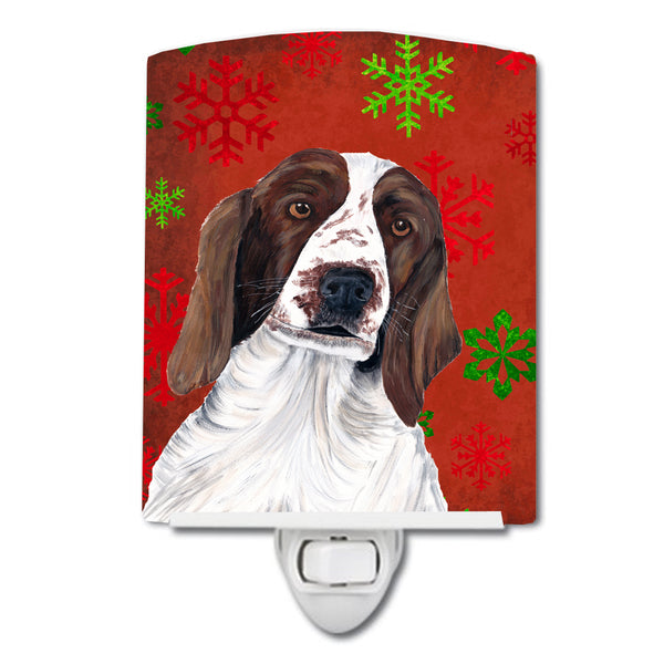 Welsh Springer Spaniel Red  Green Snowflakes Holiday Christmas Ceramic Night Light SC9420CNL - the-store.com