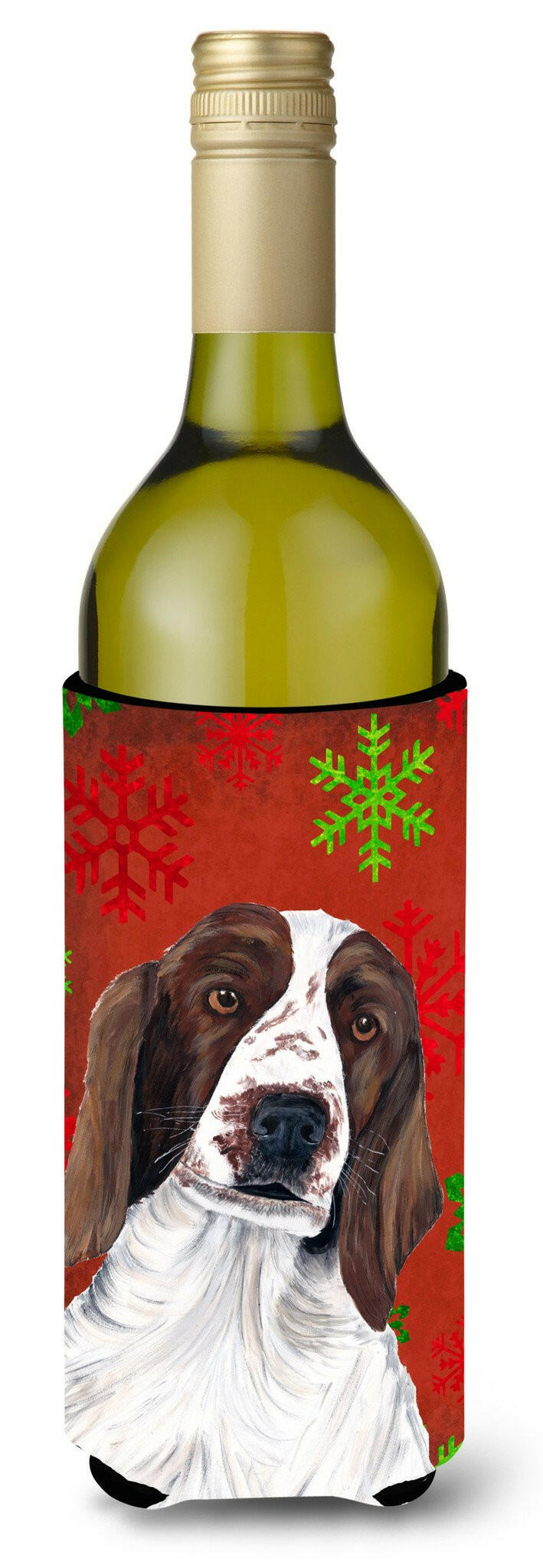 Welsh Springer Spaniel Snowflakes Holiday Christmas Wine Bottle Beverage Insulator Beverage Insulator Hugger by Caroline's Treasures