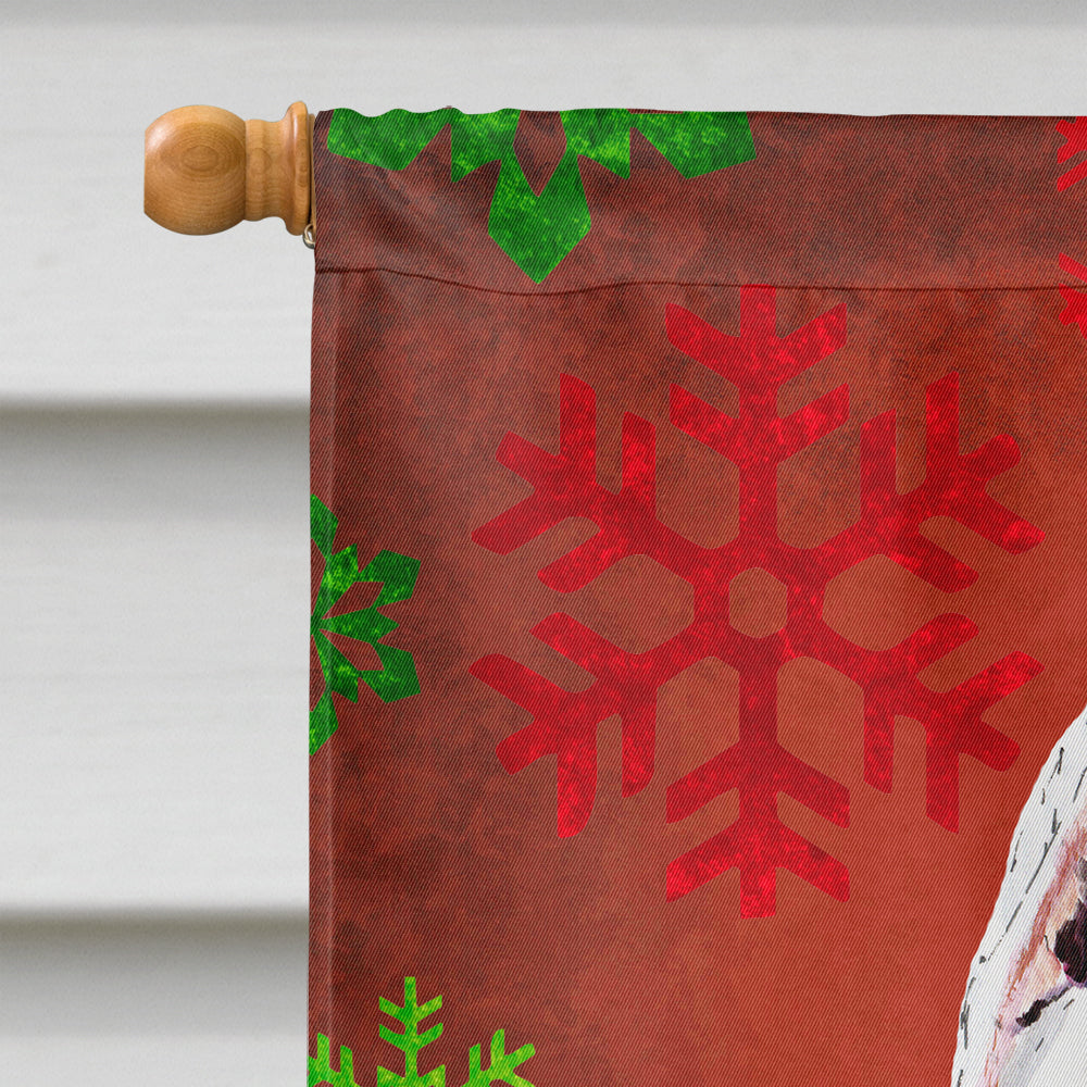 Pit Bull Red and Green Snowflakes Holiday Christmas Flag Canvas House Size  the-store.com.