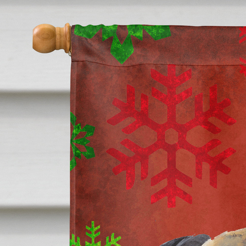 Mastiff Red and Green Snowflakes Holiday Christmas Flag Canvas House Size  the-store.com.