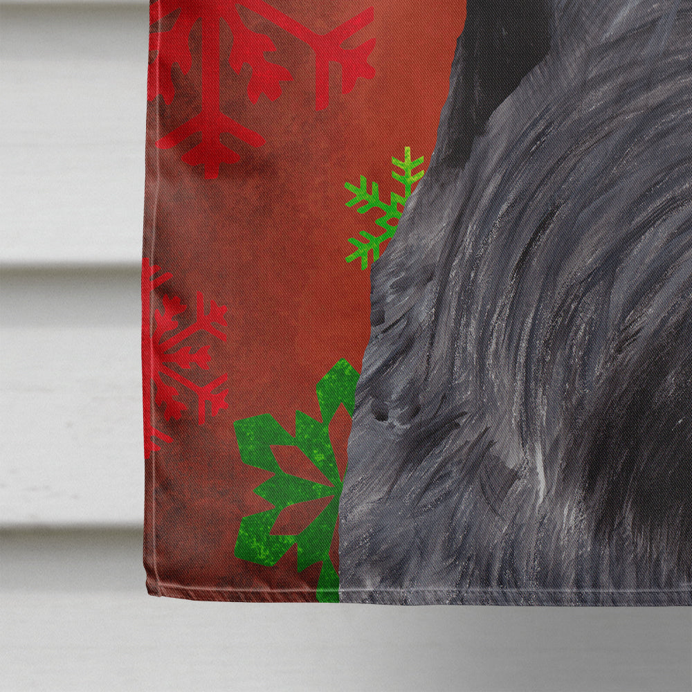 Scottish Terrier Red  Green Snowflakes Holiday Christmas Flag Canvas House Size  the-store.com.
