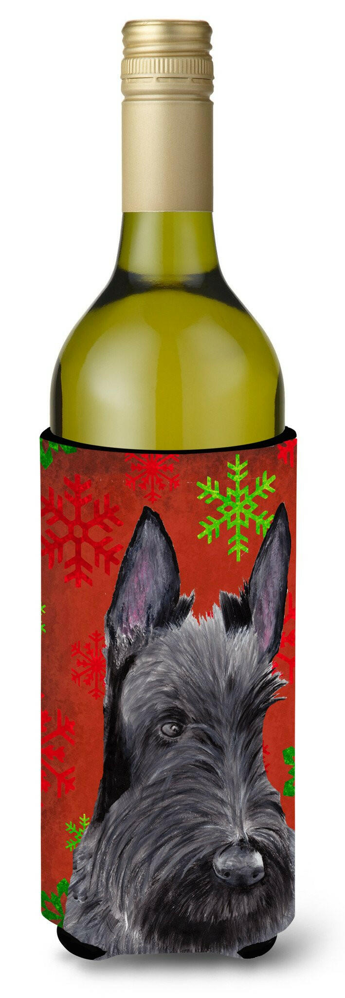 Scottish Terrier Snowflakes Holiday Christmas Wine Bottle Beverage Insulator Beverage Insulator Hugger by Caroline&#39;s Treasures