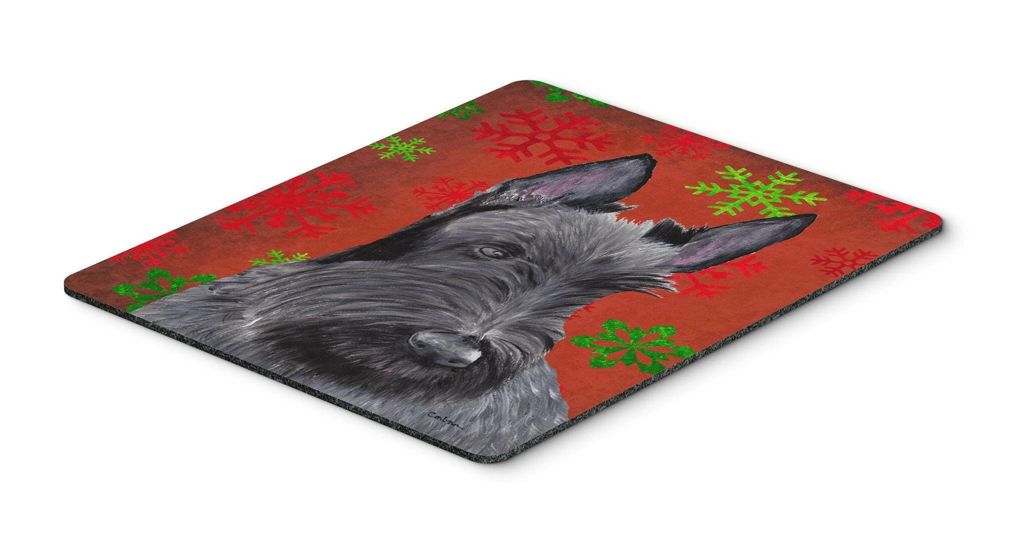 Scottish Terrier Red Green Snowflakes Christmas Mouse Pad, Hot Pad or Trivet by Caroline's Treasures